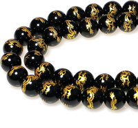 Perlen Zum AuffäDeln 6Mm 60 StüCk Onyx Geschnitzter Drache Edelsteine Perlen Mit