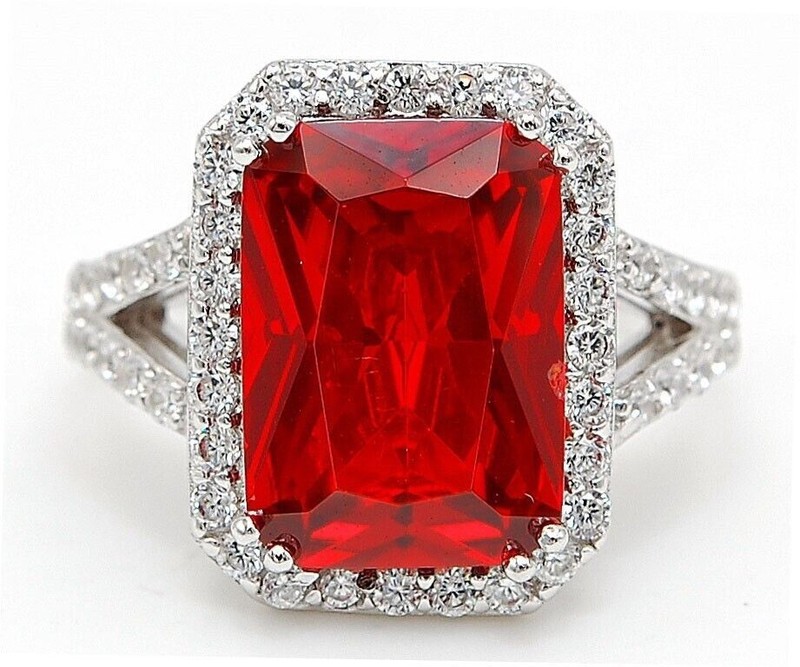 6CT Fire Garnet 925 Solid Sterling Silver Ring Sz 8 U2-6