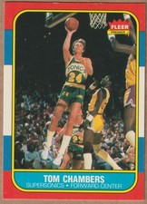 TOM CHAMBERS 1986-87 FLEER BASKETBALL RC ROOKIE # 15