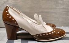 VTG Harzfelds Brown/white Leather Pump, Women's Size 7  Brogue Perforation KC