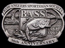 JA15134 1997 BASS ANGLERS SPORTMANS SOCIETY 30th YEAR PEWTER BELT BUCKLE