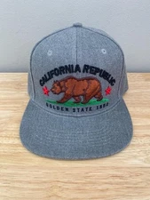 Cali Bear California Republic Snapback Hat Cap Wyn Headwear Streetwear Flat Cap