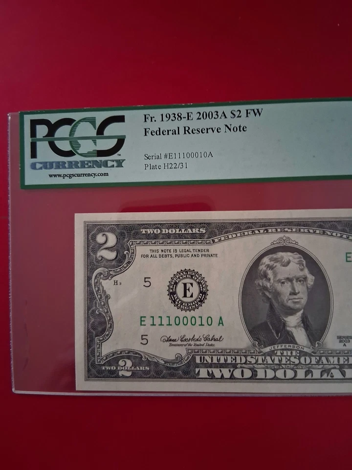 TRUE BINARY 0's and 1's $2 Two Dollars Note Number #E 11100010 A PCGS 66 PPQ - Image 3 of 4