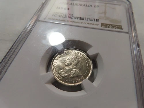 N104 Australia 1928 Silver 6 Pence NGC MS-64