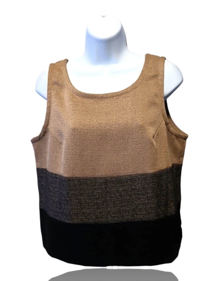 Traje Perceptions Petites Talla 12P Sin Mangas Top Separado, Beige/Gris/Negro. NS-10 Foto 2 de 4