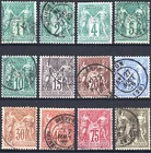FRANCE YVERT 61/72  SCOTT 64-76 "PEACE AND COMMERCE SAGE TYPE I SET"USED VF J055