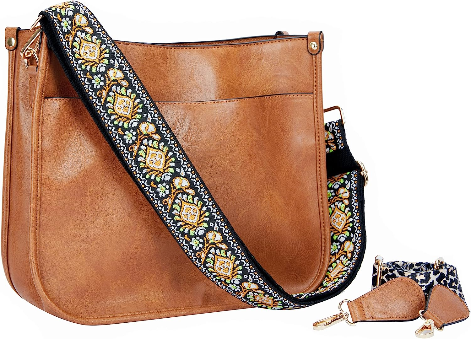 Crossbody Bag for Women Trendy - Vegan Faux Leather Purses, Medium Hobo Bag with-image