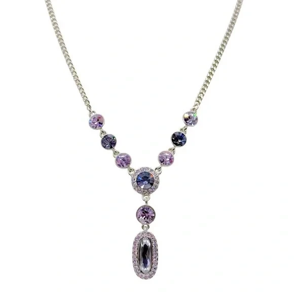 Collana in cristallo lariat placcato argento Givenchy. Vendita al dettaglio 88€