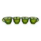 4 Vtg Indiana Princess Iridescent Green Carnival Glass Harvest Grape Punch Cup