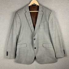 Ben Sherman Sports Coat 44L 37W Wool Check Gray Blazer Jacket