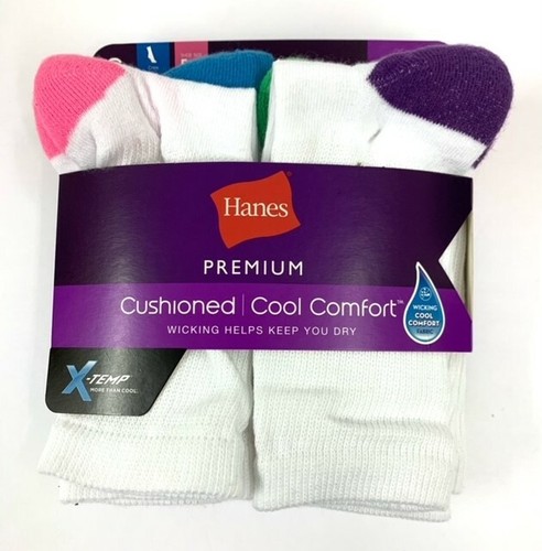 Hanes Women's Premium Cool Comfort Crew Socks 6 pair