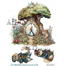 Alice in Wonderland Tree | A4 Rice Paper | 8.3" x 11.7" Paper for Decoupage