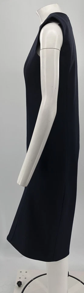 Vestido midi Balenciaga Paris 2016 mezcla de algodón azul marino sin mangas dobladillo peplum talla 36  Foto 2 de 4