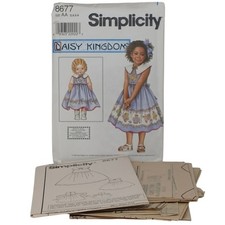 Daisy Kingdom Dress Pattern 8677 Child Doll Sizes 3-6 AA Cut At 6 VTG 1999 D19
