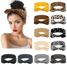 12 Pack Bow Headbands for Women Elastic Headwraps Hair Band Knotted Headband Rab