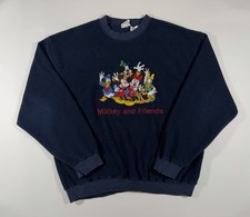 Vintage Disney Store Mickey And Friends Blue Fleece Crewneck Sweatshirt Medium M