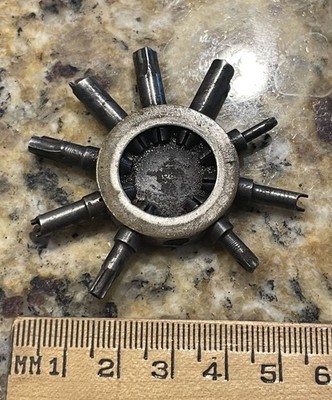VINTAGE UNBRANDED 10 PRONG SLEEVE BENCH KEY - WATCH TOOL MULTIPLE DAMAGED PRONGS