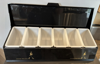 Black Plastic Johnnie Walker 6 Compartment Bar Drink Organizer Caddy 18 x 5 x 7