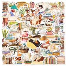 50pcs Realistic Bookish Stickers for Adults Reader, Aesthetic White