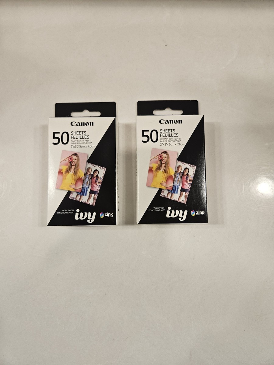 Lot of Canon Ivy 50 Sheets Zink Sticky Backed Photo Paper 2” x
