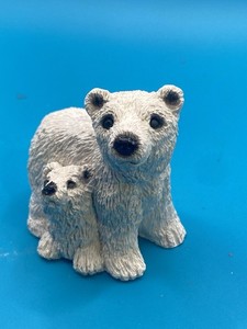 Vintage Stone Critters Polar Bear with Cub Figurine 1993