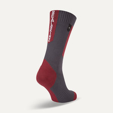 Sealskinz Waterproof Cold Weather Mid Length Sock w/ Hydrostop Grey/Red - Large