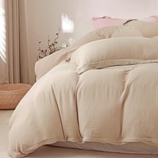Muslin Duvet Cover Queen Size, 100 Breathable Cotton Comforter Cover Sets, U...