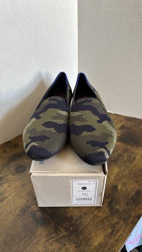 Rothy’s The Almond Loafer Spruce Camo Green Navy Women’s Size 9.5 NEW No Box