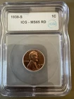 1938 S Lincoln Wheat Cent MS65 RED PCGS