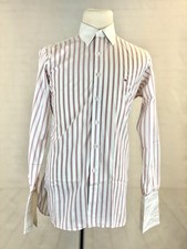 Turnbull  Asser Men's White Red Striped Dress Shirt 16.5 36/37 495 French Cuff