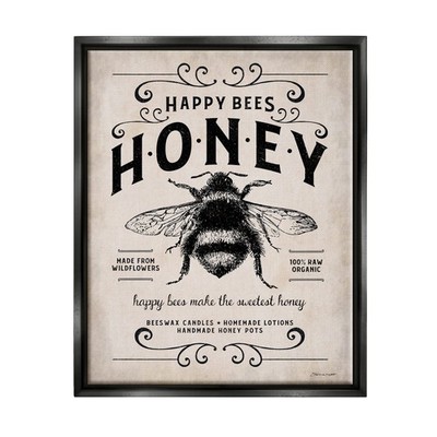 Stupell Industries Honey Bee Rustic Farm Textured Word Design, Design by Step...