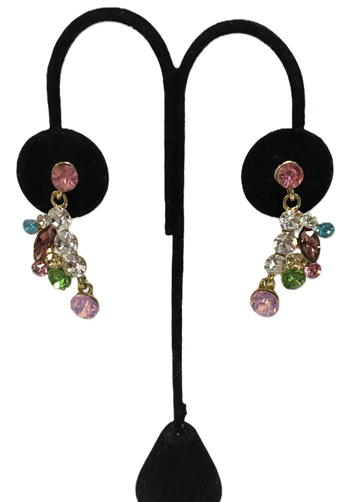 Multicolor Crystal Cluster Statement Necklace & D… - image 7