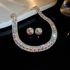 Swarovsk and zirconia Bride Wedding necklace  earrings set