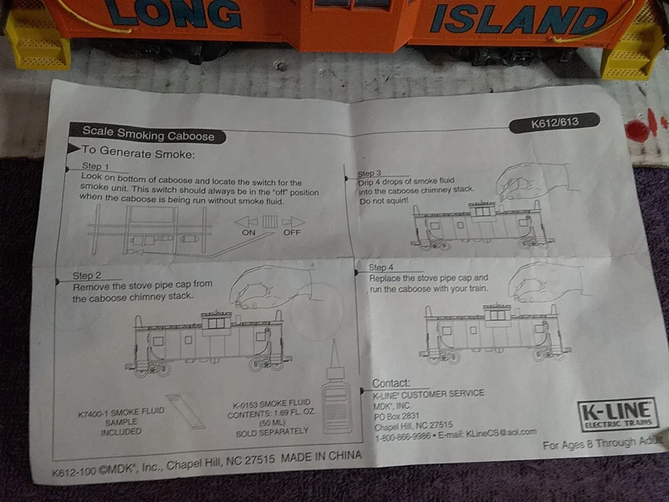 K-Line K612-3741 Long Island RR Bay Window SMOKING Caboose - LIRR New - Image 2 of 4