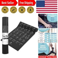 5mm Thick Non-Slip Yoga Mat 68x24 Inches with 70 Poses - Ideal for All Levels