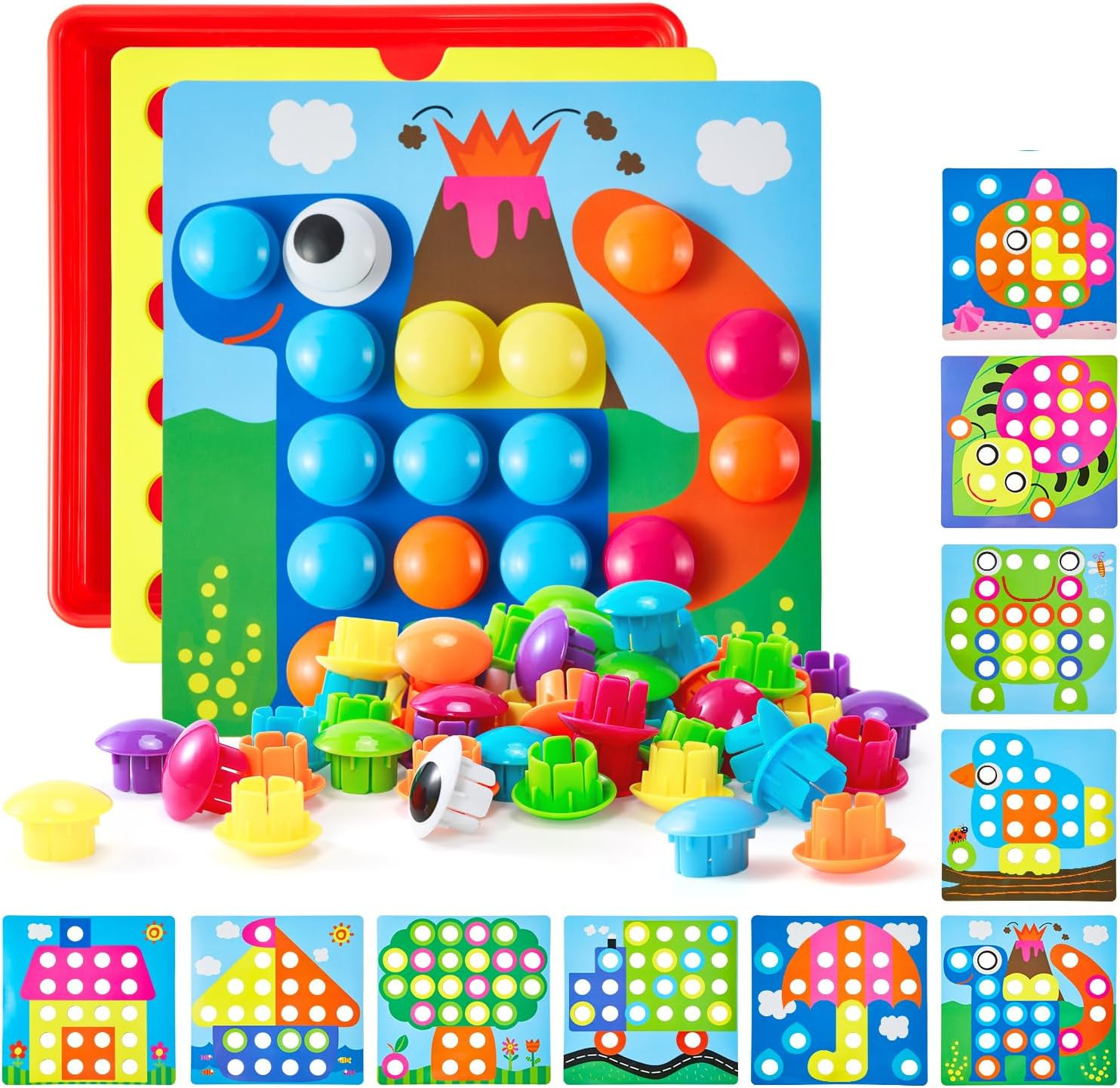 For Toddlers Color Matching Mosaic Pegboard, Early Learnin