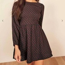 Reformation Black Heart Angie Mini Dress Women's Size XL