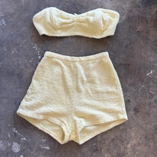 Vintage 50s Terrycloth Butter Yellow Sun Set Size Xs Rockabilly Pinup