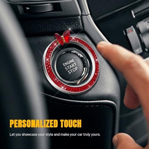 2PCS Bling Car Engine Start Stop Decoration Ring, Push to Start Button Red+Red - Picture 8 of 8