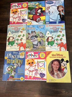 Vtg LOT 9 Disney Golden Books Malloy Coloring Work Puzzle Books Word Search Buzz