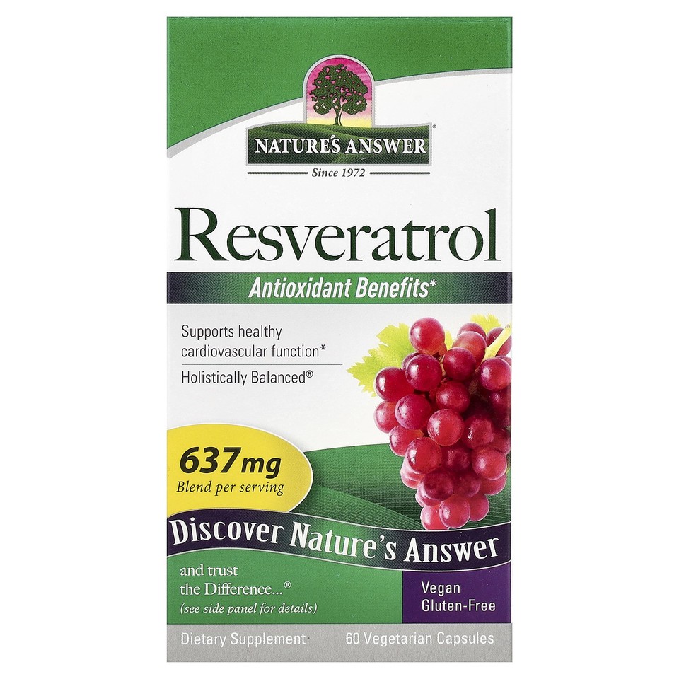 Nature s Answer Resveratrol 637 mg 60 Vegetarian Capsules Cruelty-Free,