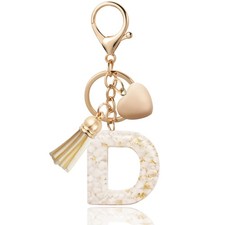 Butterfly Initial Keychain for , Resin Letter Bag Charm D-WHITE 