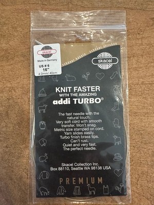 Skacel Addi Turbo Circular Knitting Needle 16  US #6 (4mm/40cm)