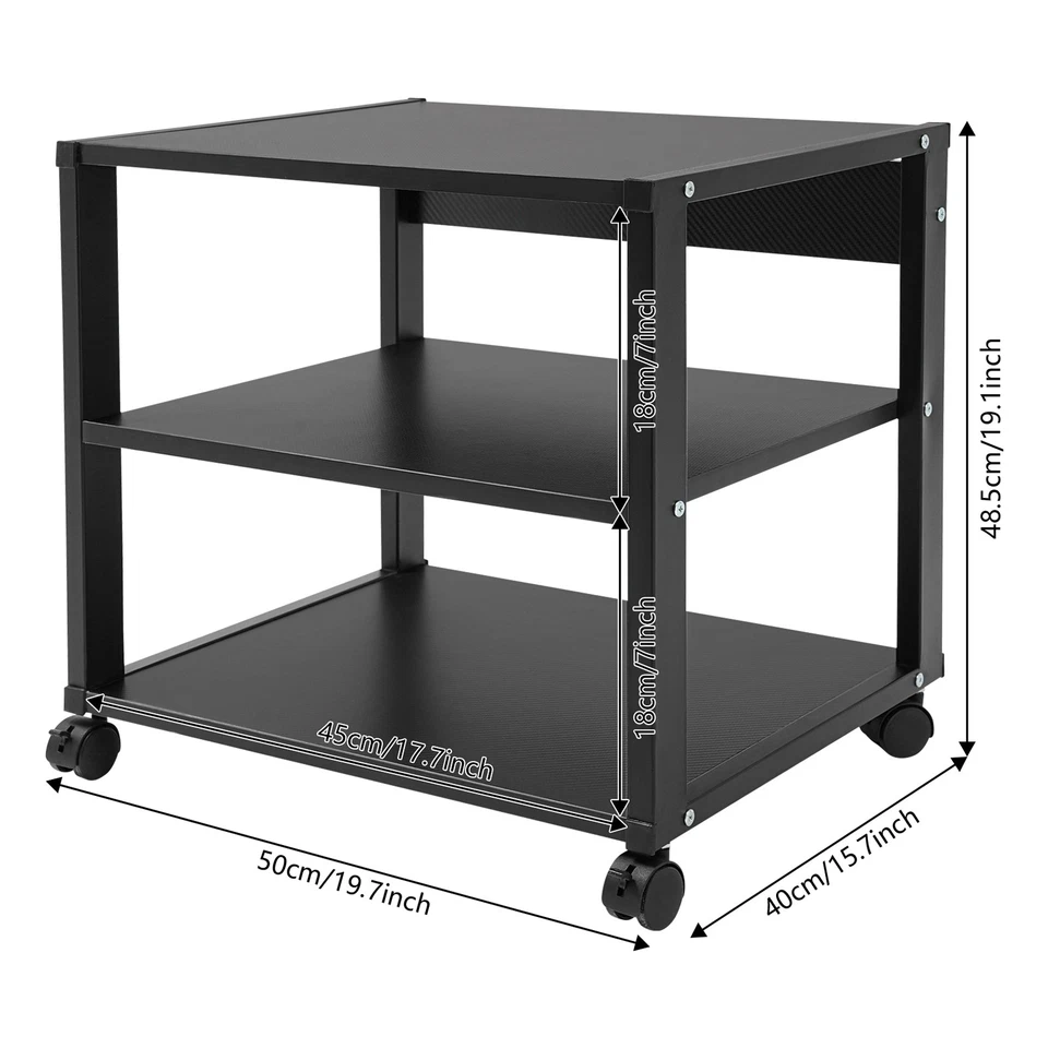 3-tier Av Media Stand Tv Entertainment Center Stereo Components With Wheels Home - Image 4 of 4