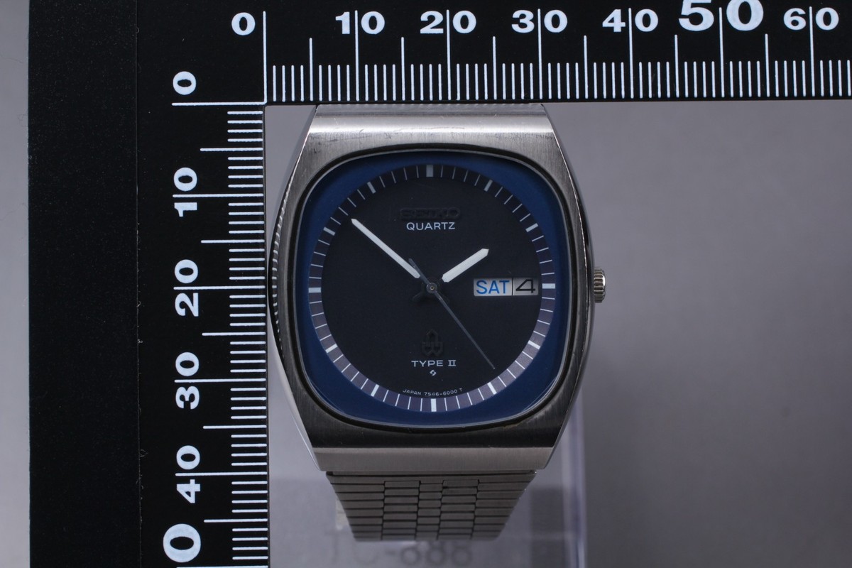 Exc+5] Seiko Type II 7546-6000 Blue Dial Day/Date Quartz Men's