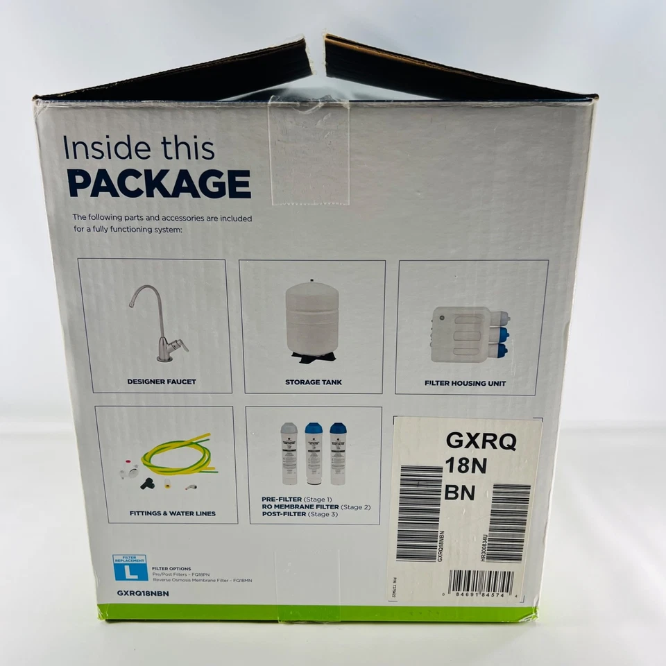 Sistema de filtración de agua de ósmosis inversa de 3 etapas debajo del fregadero GE GXRQ18NBN con grifo Foto 3 de 4