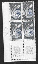 1972 bloc de 4 timbres coin numéroté intermondiale PTT   N° 1721 Neuf **