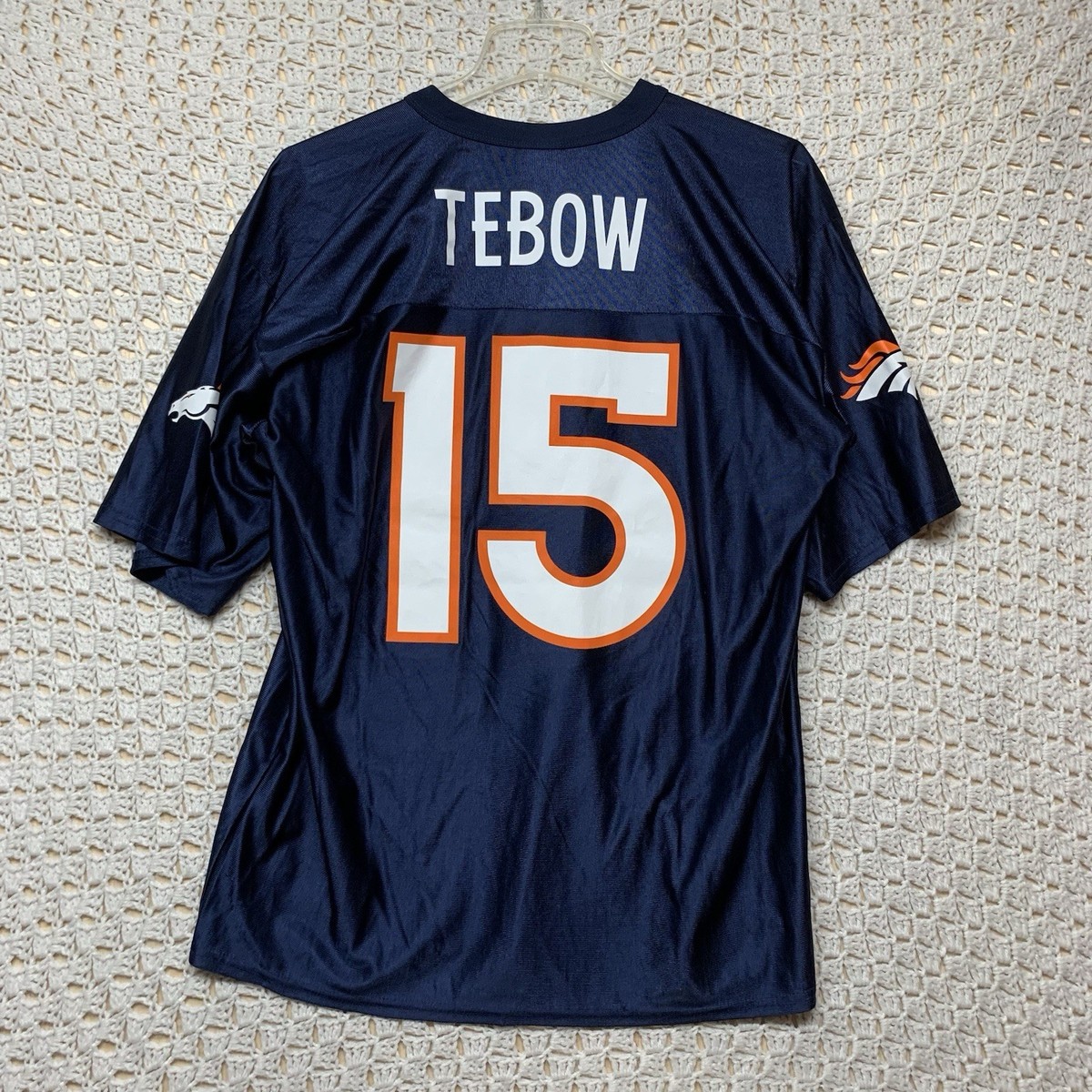NFL Denver Broncos Tim Tebow #15 Blue Jersey Men's Sz L Navy Blue