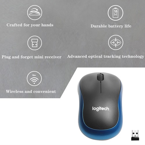 L-ogitech M185 Wireless Optical Mouse 2.4GHz with USB Mini Receiver -Blue - Picture 4 of 10
