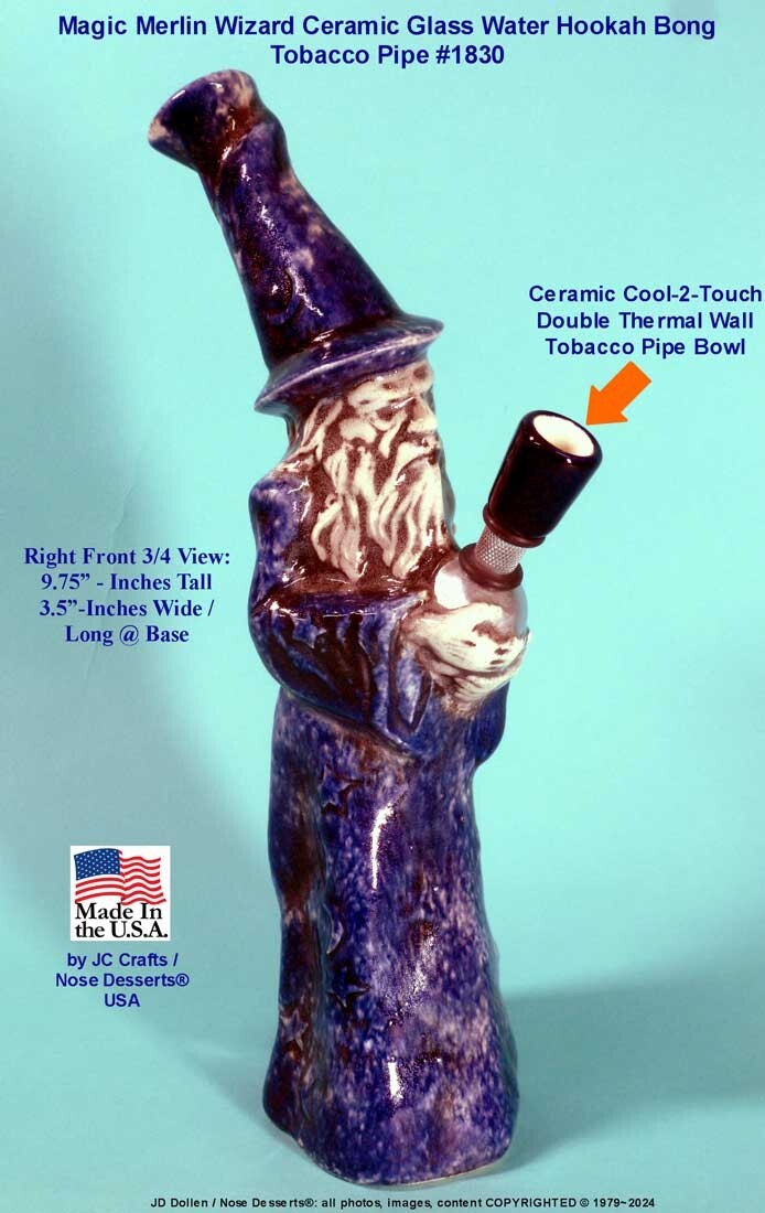 Magic Merlin Wizard Ceramic Glass Water Hookah Bong Tobacco Pipe
